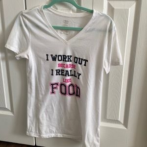 White shirt size M Athletic , gym , everyday tshirt , funny sign,